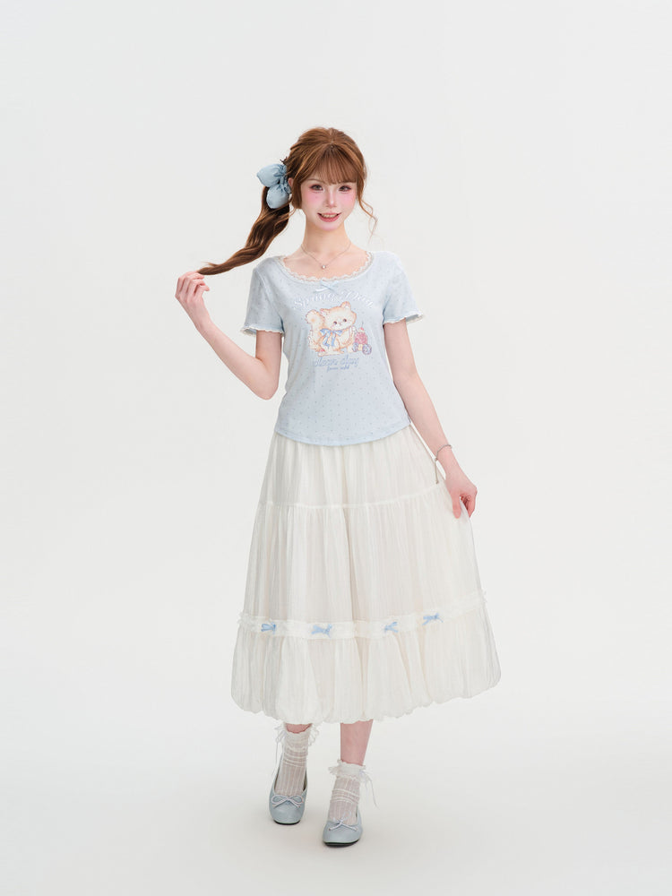 Babyblue Lyocell Midi Skirt-Bottoms-ntbhshop