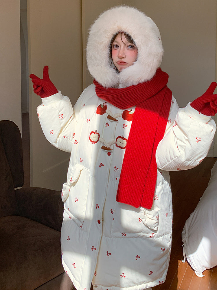 Red Apple Whimsy Puffer Coat-ntbhshop