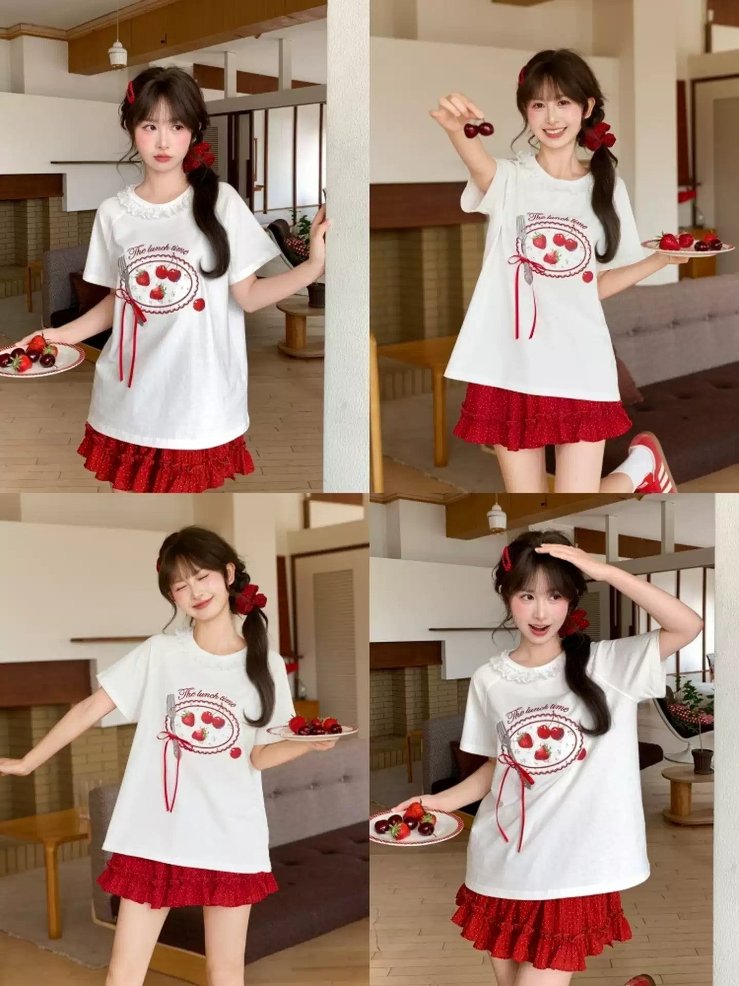 Strawberry Lunch Cotton Tee-Tops-ntbhshop