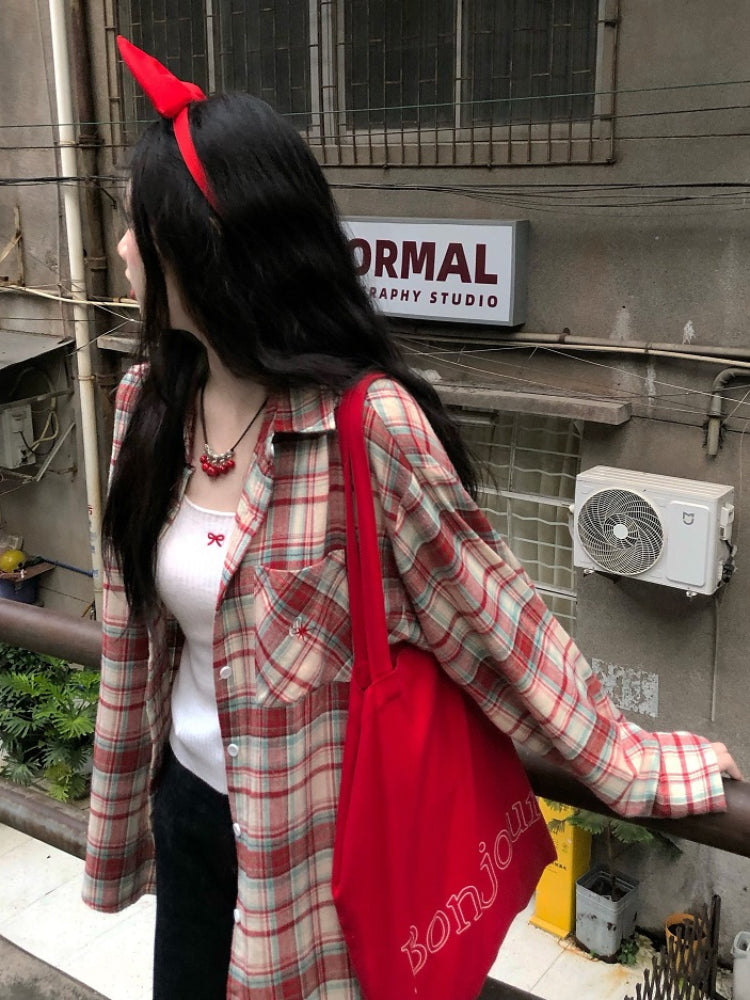 Vintage Radiance Plaid Shirts-Sets-ntbhshop