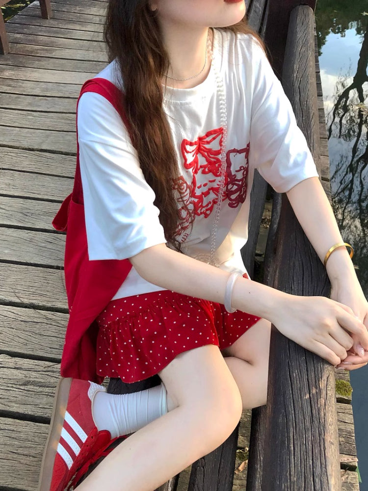 Cherry Dot Fluffy Cake Skirt-ntbhshop