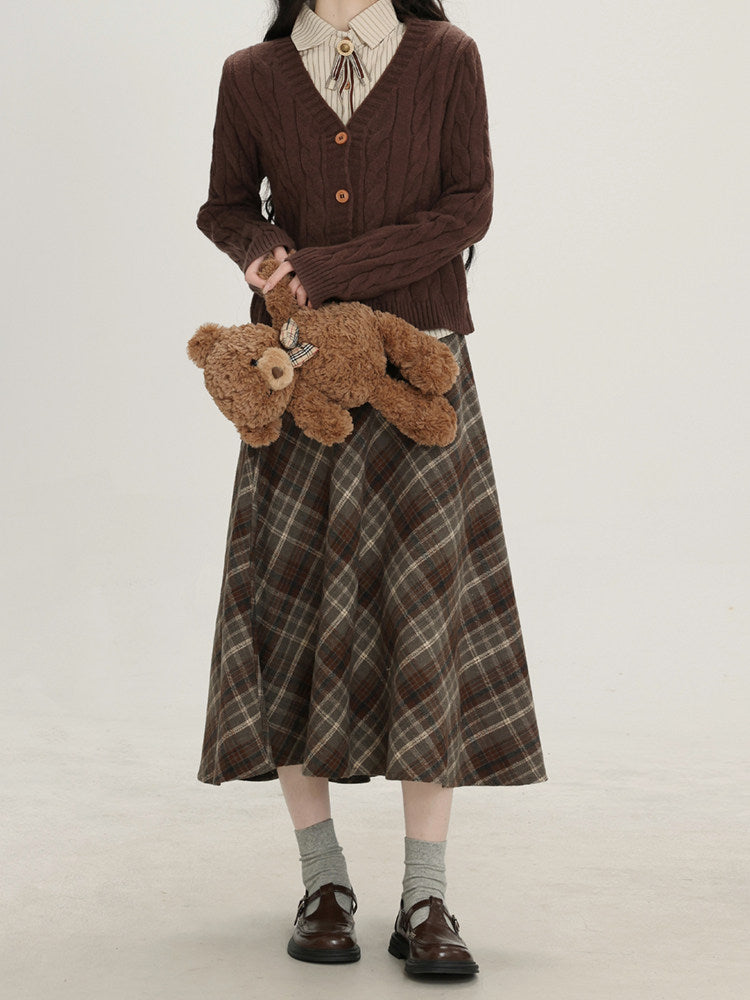 Autumn Poetry Cardigan Top & Midi Skirt-Sets-ntbhshop