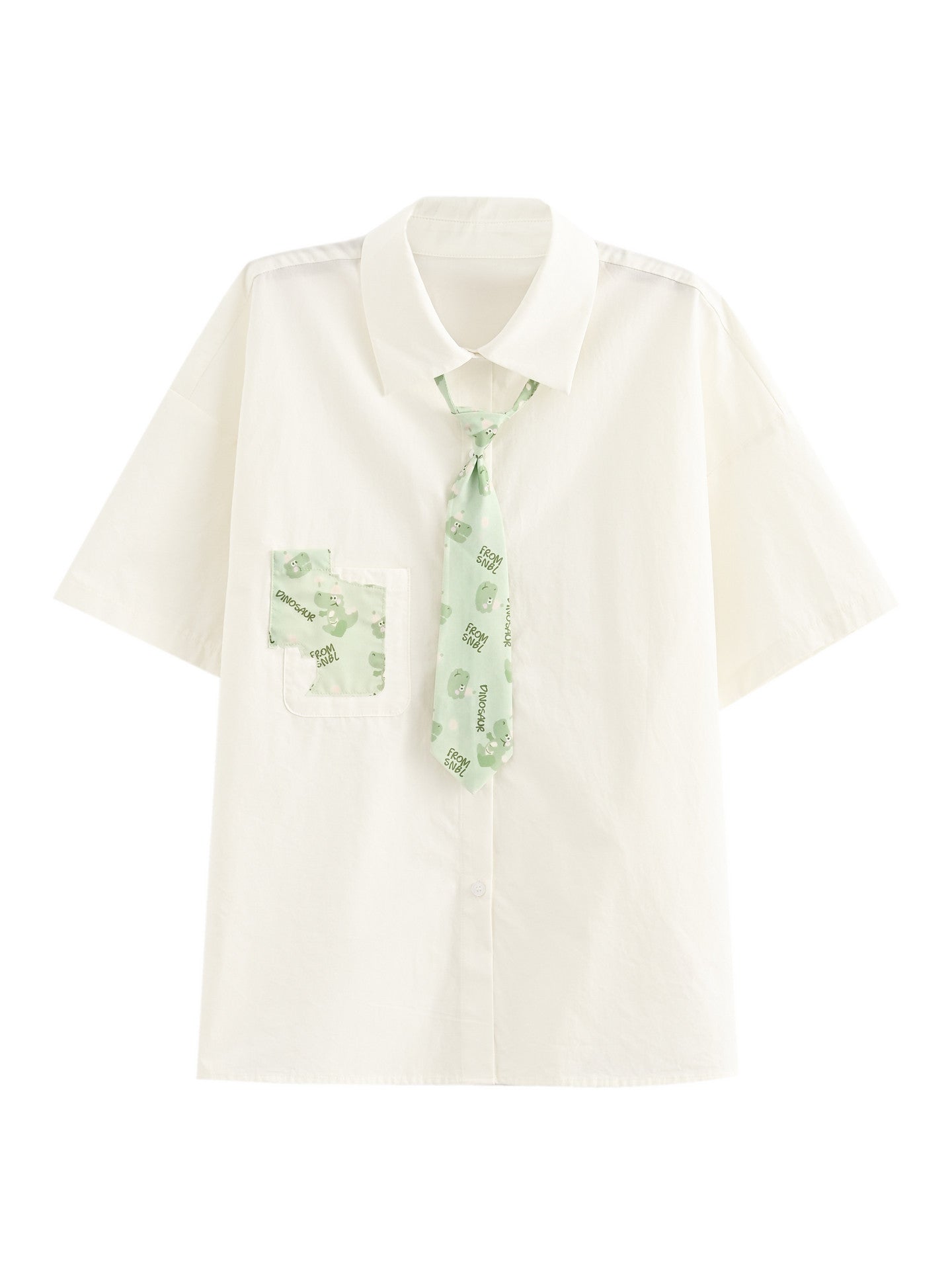 Dinosaur Club Cotton Tie Shirt-Tops-ntbhshop