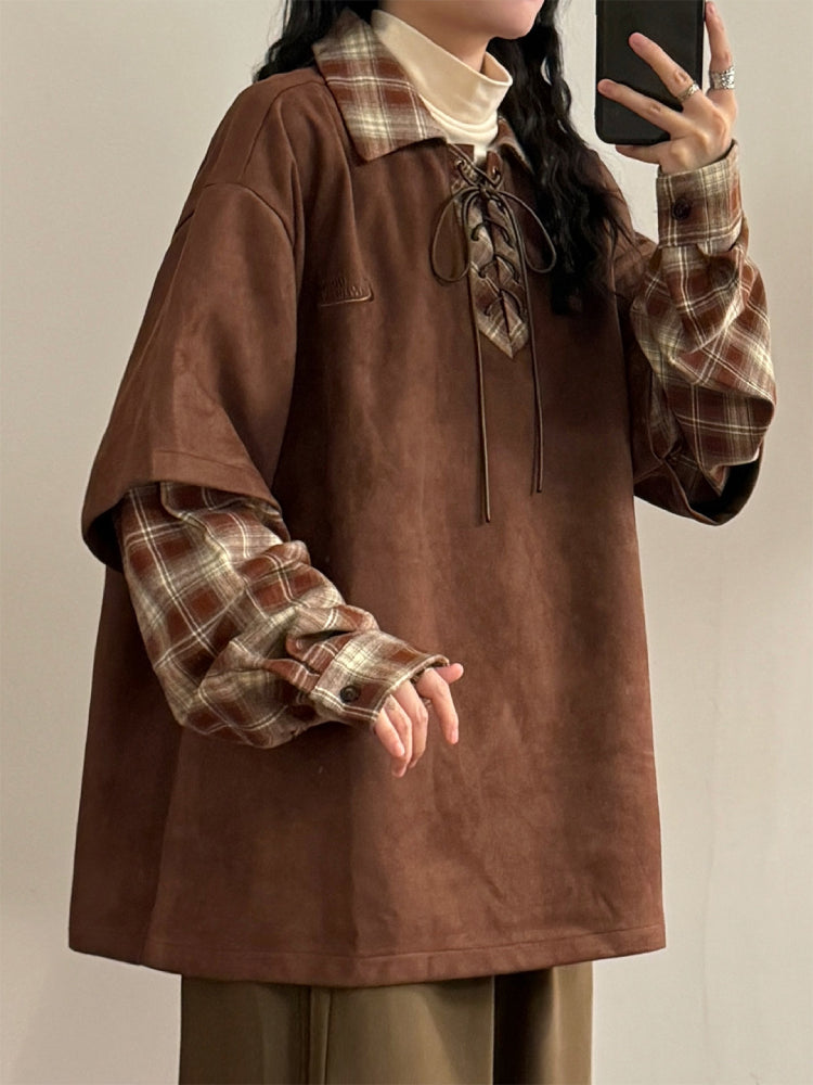 Plaid Sketch Unisex Layer Sweatshirt-ntbhshop