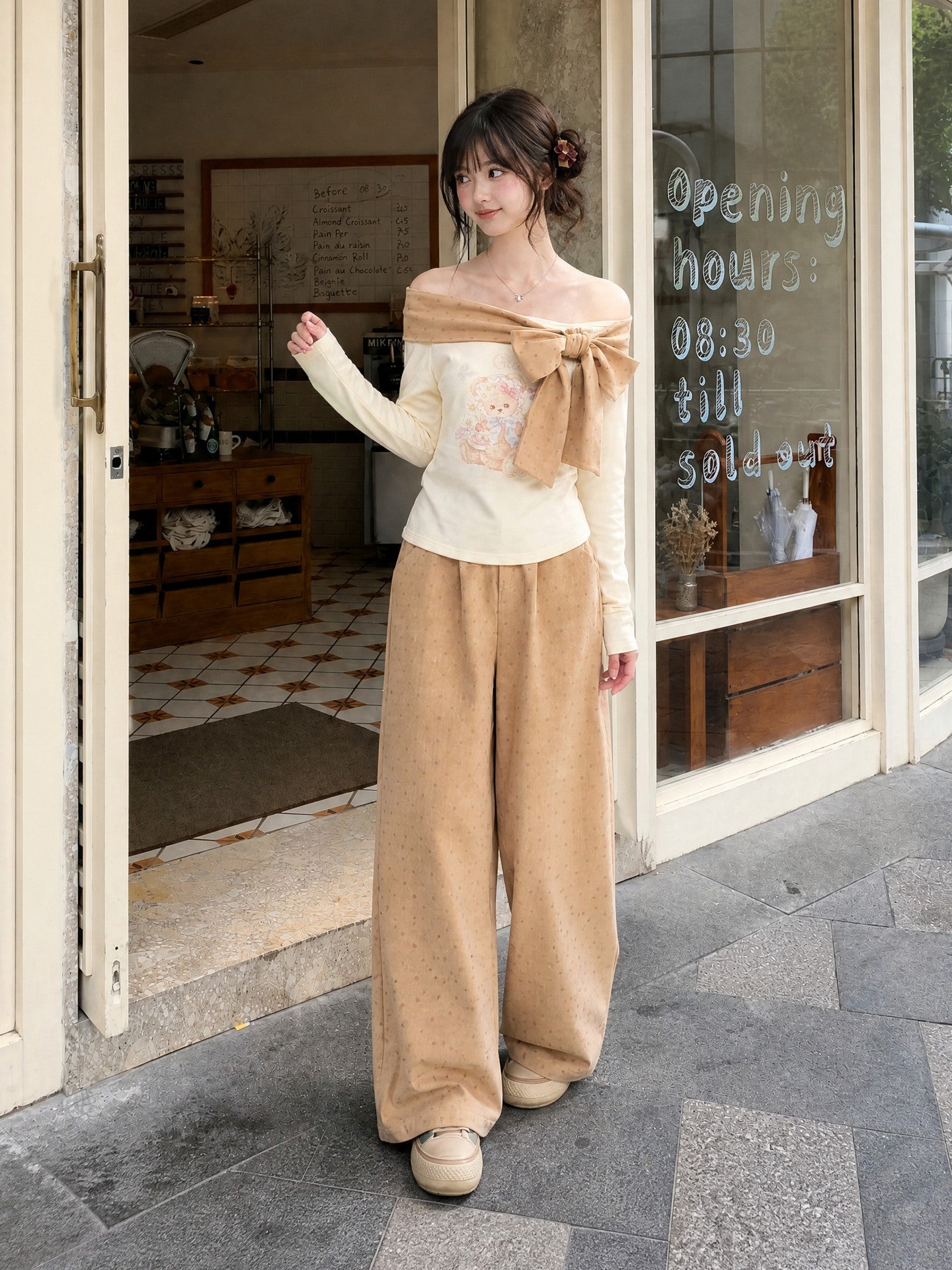 Biscuit Dot Cotton Pants-Bottoms-ntbhshop