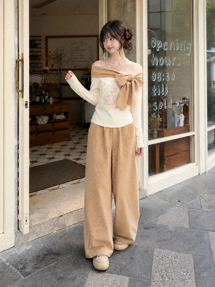 Biscuit Dot Cotton Pants-Bottoms-ntbhshop