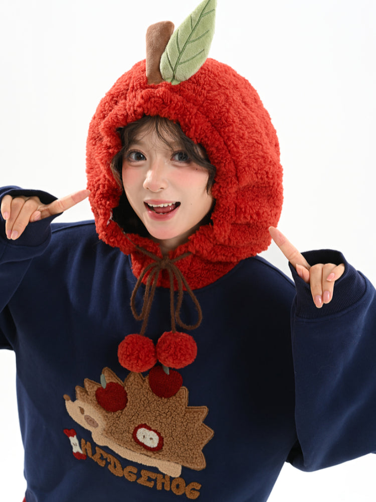 Hedgehog Pine Berry Fleece Hoodie-ntbhshop