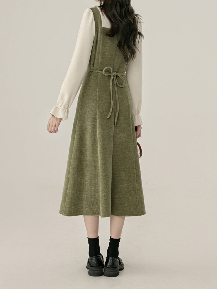 Moss Archive Knit Pinafore Dresses-Dresses-ntbhshop