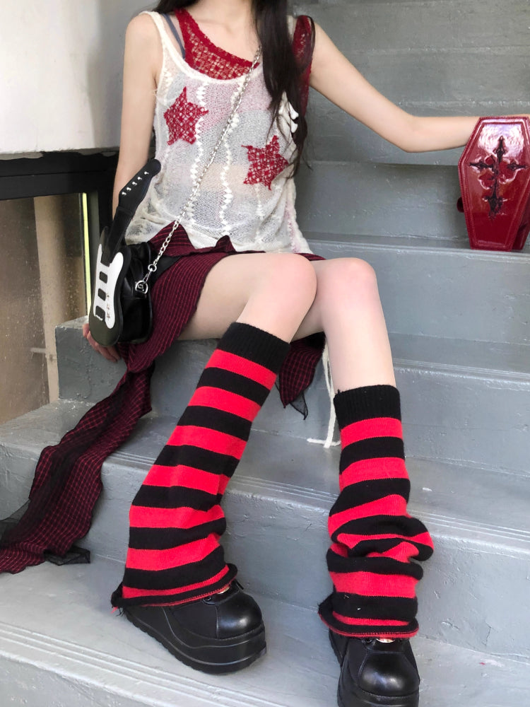 Millennial Stripe Y2K Harajuku Leg Warmers-ntbhshop