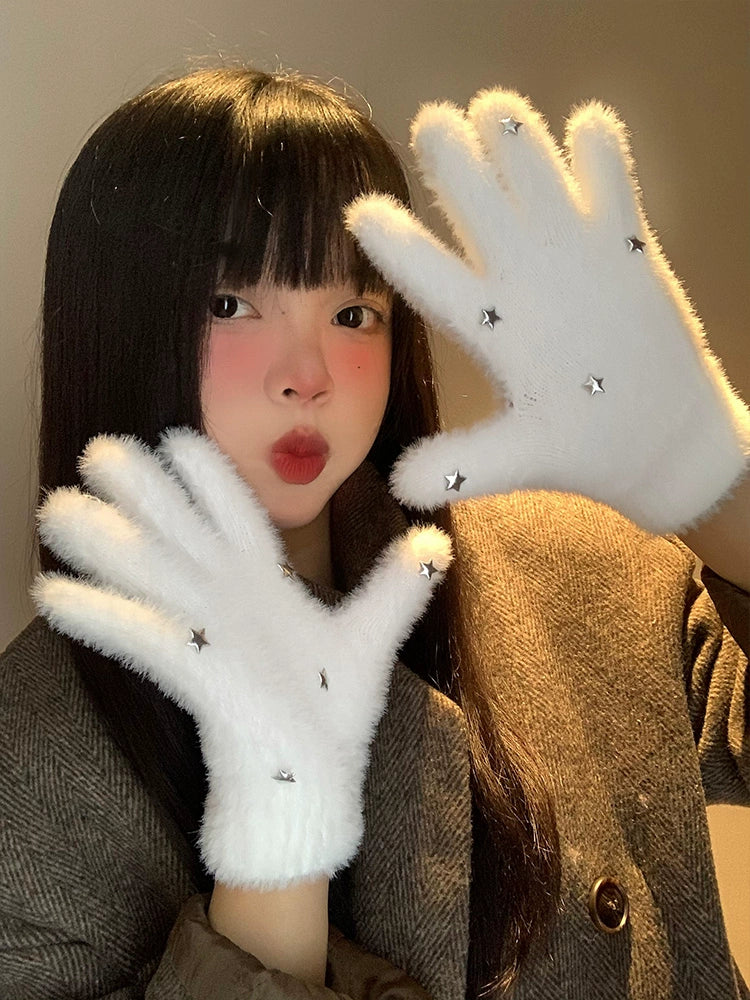 Frosty Sparkle Furry Gloves-ntbhshop