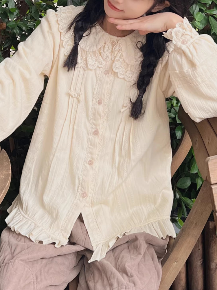 Whispering Lace Doll Collar Blouses-ntbhshop