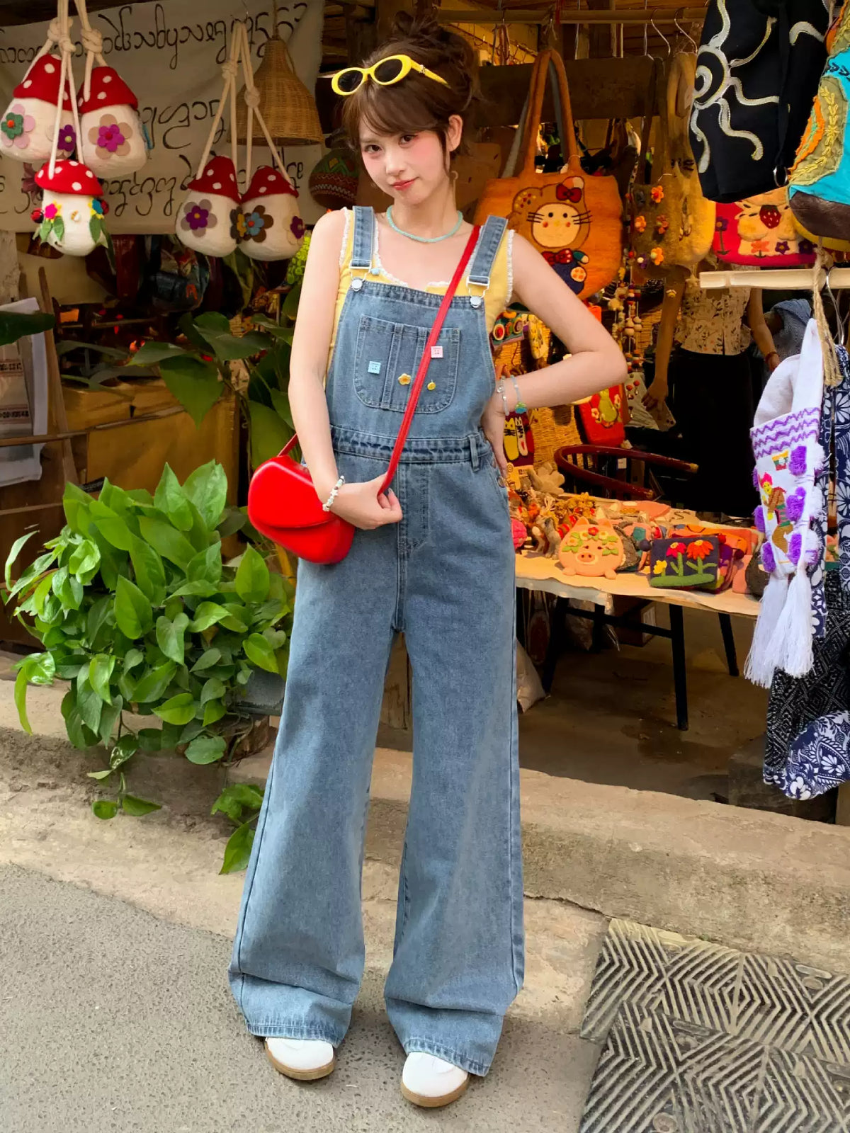 Sunny Picnic Denim Overalls-Bottoms-ntbhshop