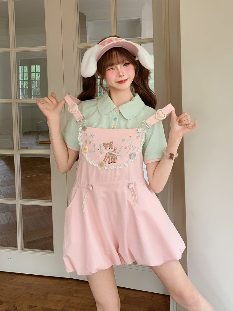 Dear Bambi Bubble Overall Shorts-Bottoms-ntbhshop