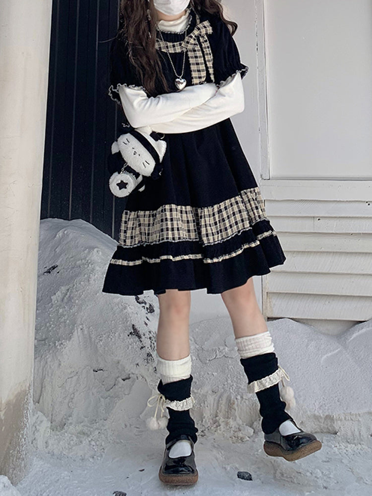 Toffee Ribbon Corduroy Cake Dresses-ntbhshop