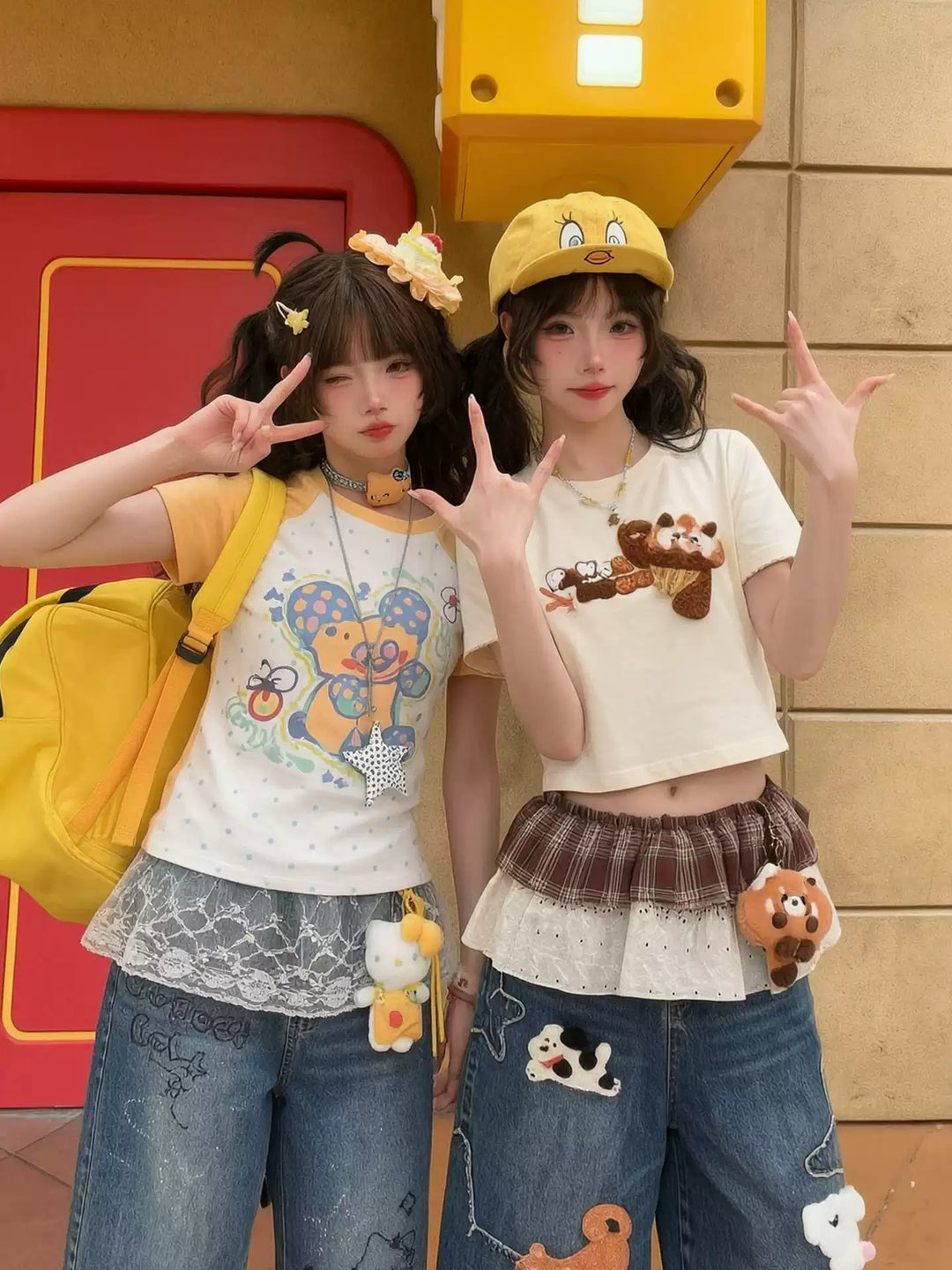 Red Panda Patch Crop Tee-Tops-ntbhshop
