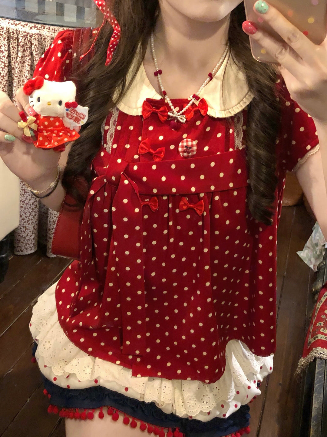 Cherry Darling Babydoll Blouse-Tops-ntbhshop