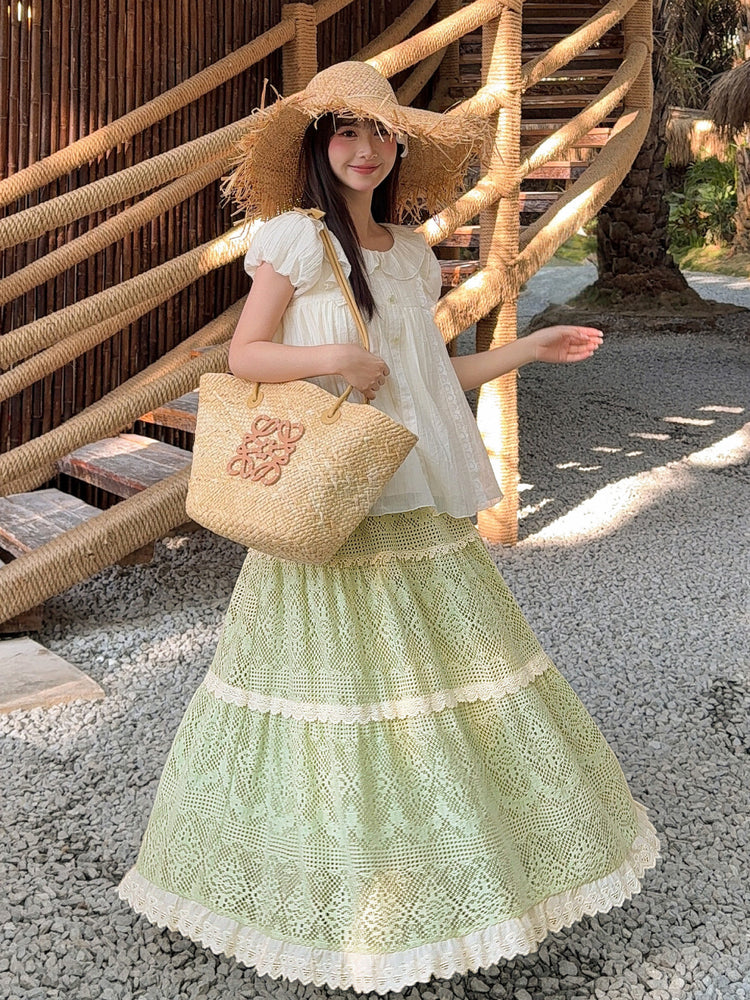 Forest Lace Crochet Skirt-Bottoms-ntbhshop