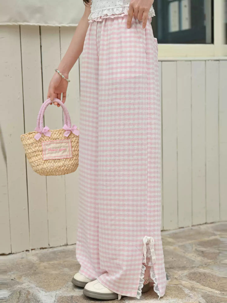 Sugar Blush Gingham Pants-Bottoms-ntbhshop