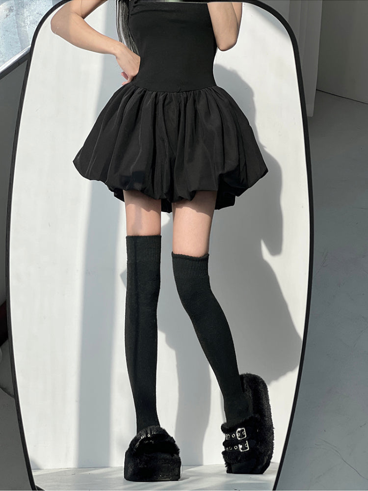 Fluffy Square Neck Bubble Dresses-ntbhshop