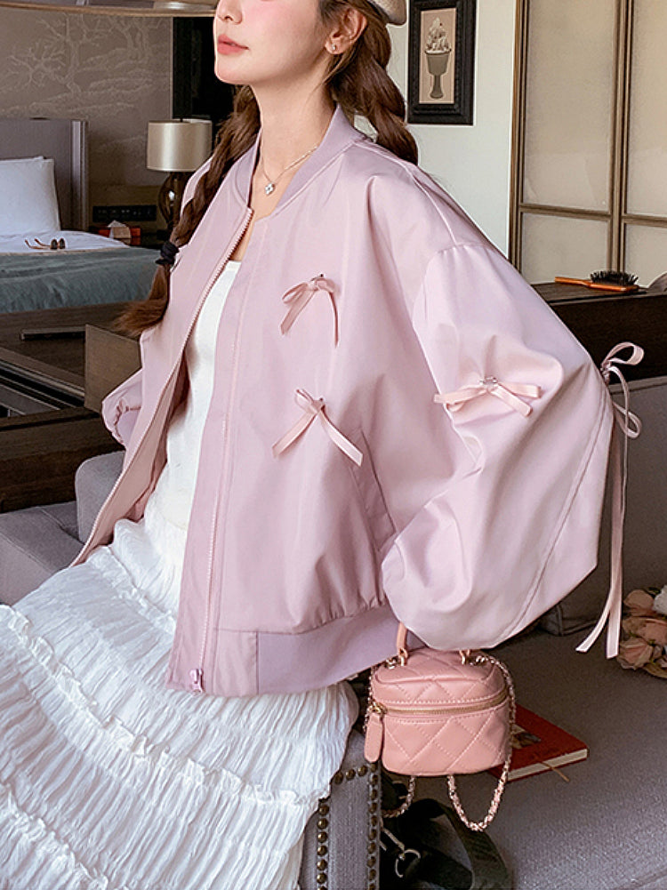 Lilac Lace Crop Varsity Jacket-ntbhshop