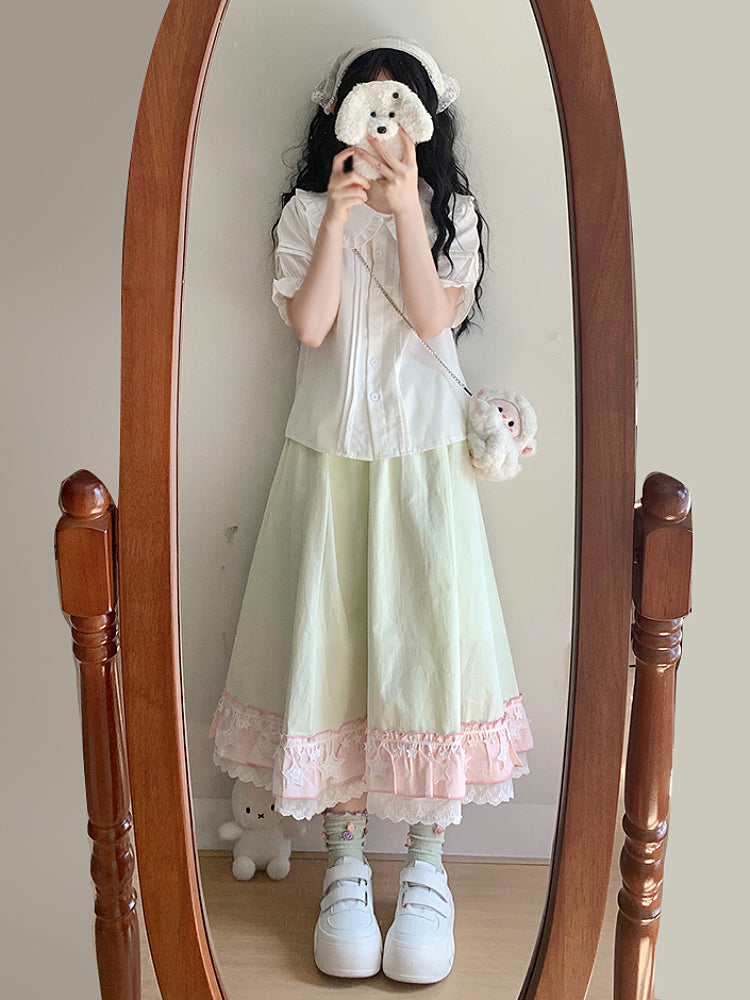 Creamy Puff Sleeve Doll Blouse-ntbhshop