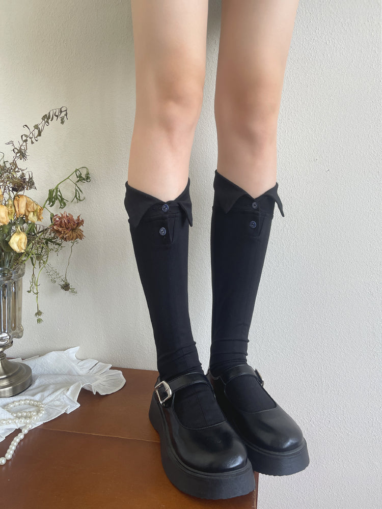 Polo Collar Flip Knee Socks-ntbhshop