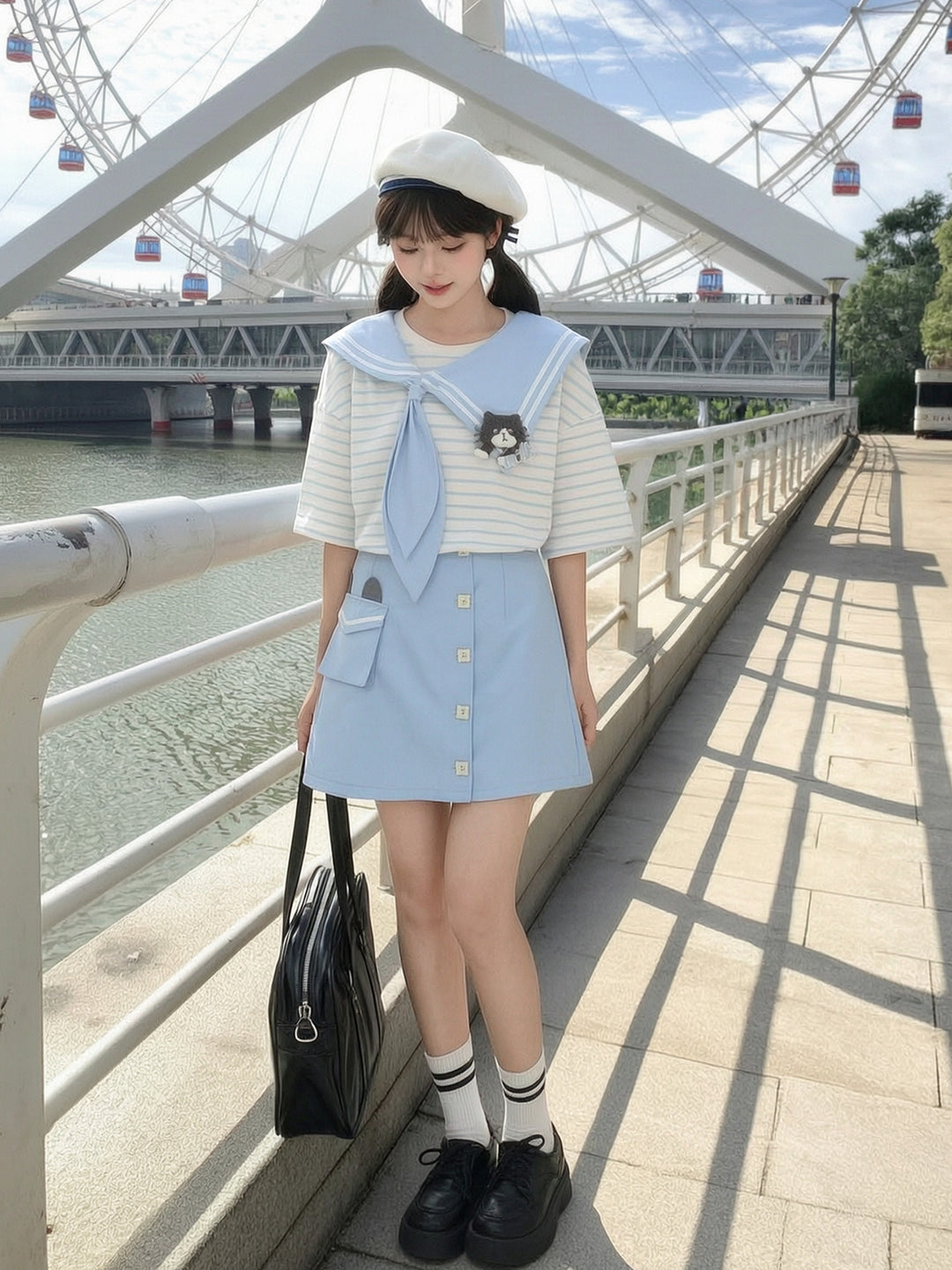 Milk Cat Sailor Tops & Skirts-Sets-ntbhshop