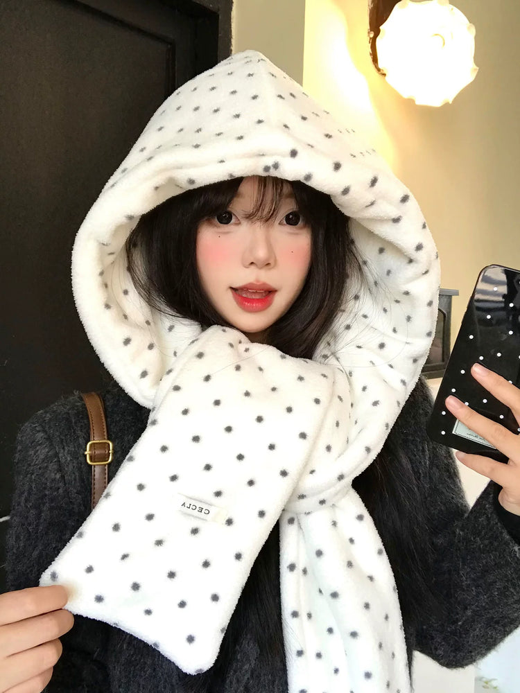 Snow Walk Polka Hood Scarf-ntbhshop