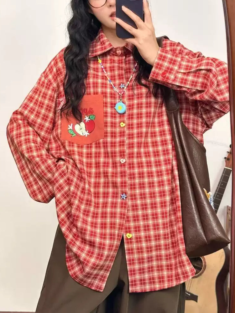 Fruit Pop Whimsy Plaid Shirts-Tops-ntbhshop