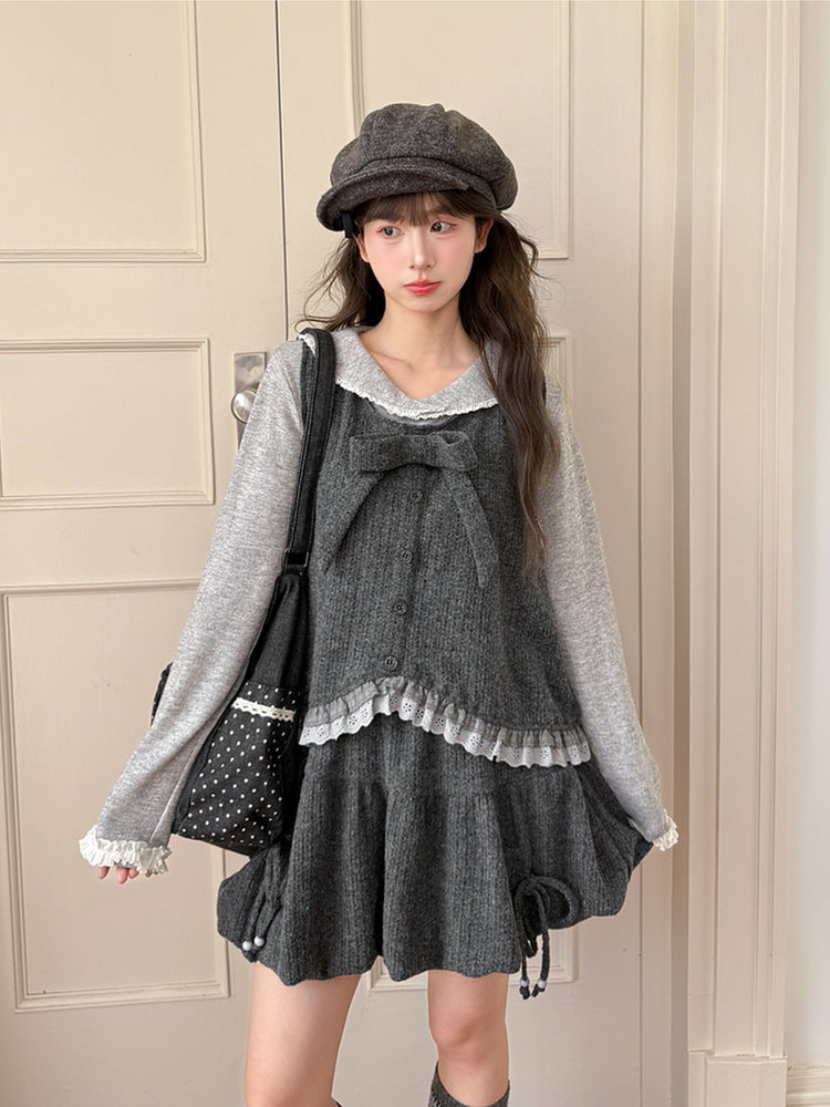 Moon Academy Knit Bow Vest-ntbhshop
