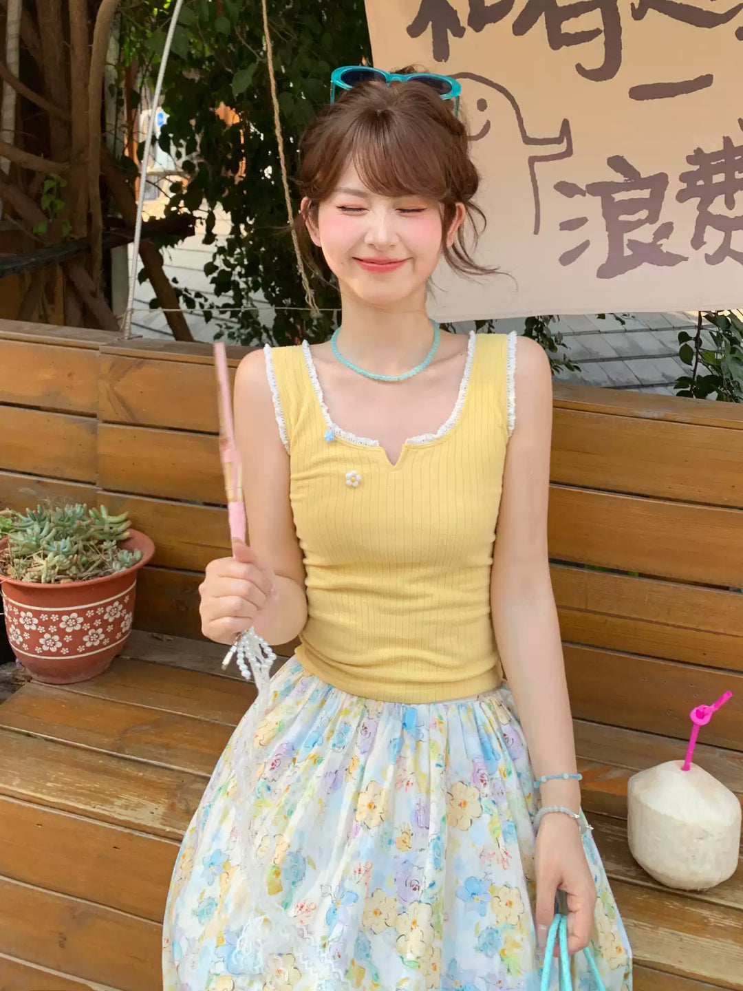 Custard Milk Knit Tank Top-Tops-ntbhshop