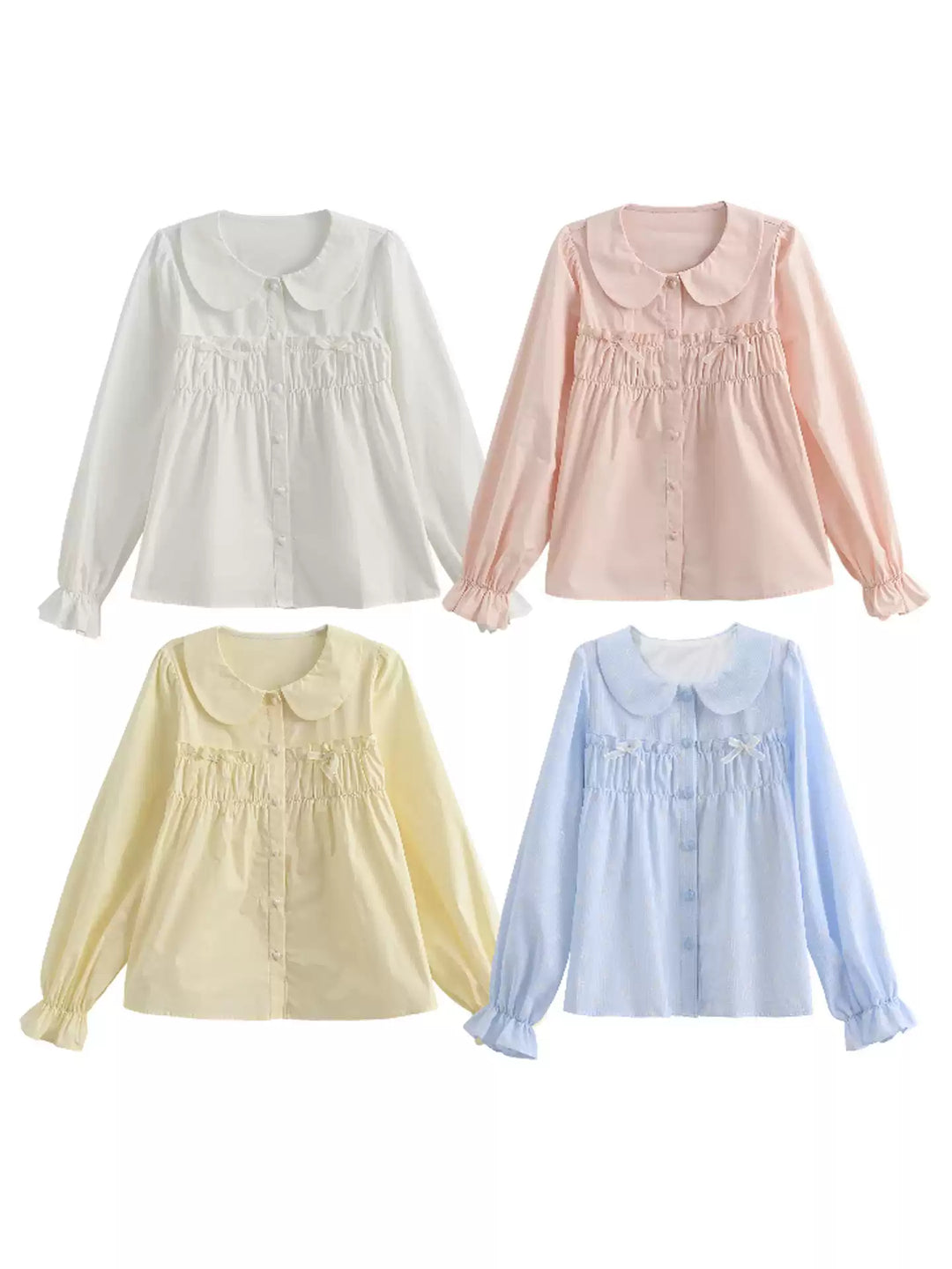 Pastel Smock Babydoll Blouses-Tops-ntbhshop
