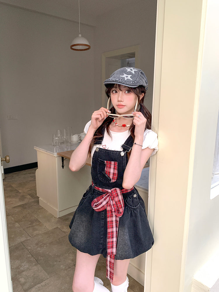 Rebel Sweetheart Puff Sleeve Top & Bubble Overall Dress-ntbhshop