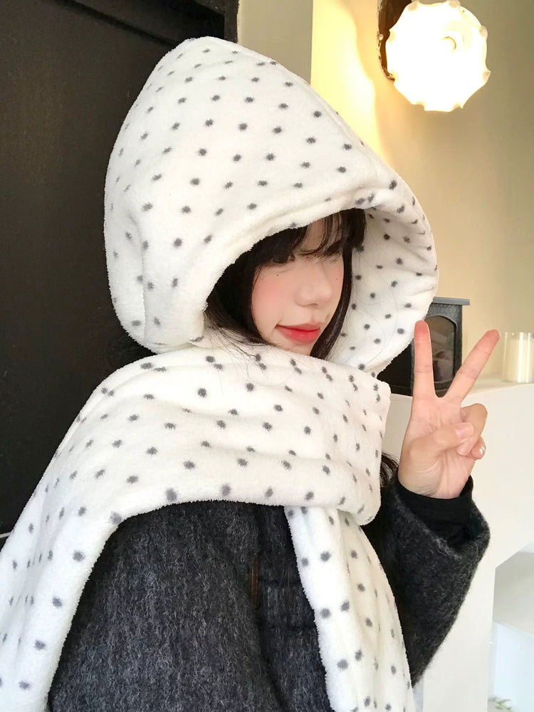 Snow Walk Polka Hood Scarf-ntbhshop