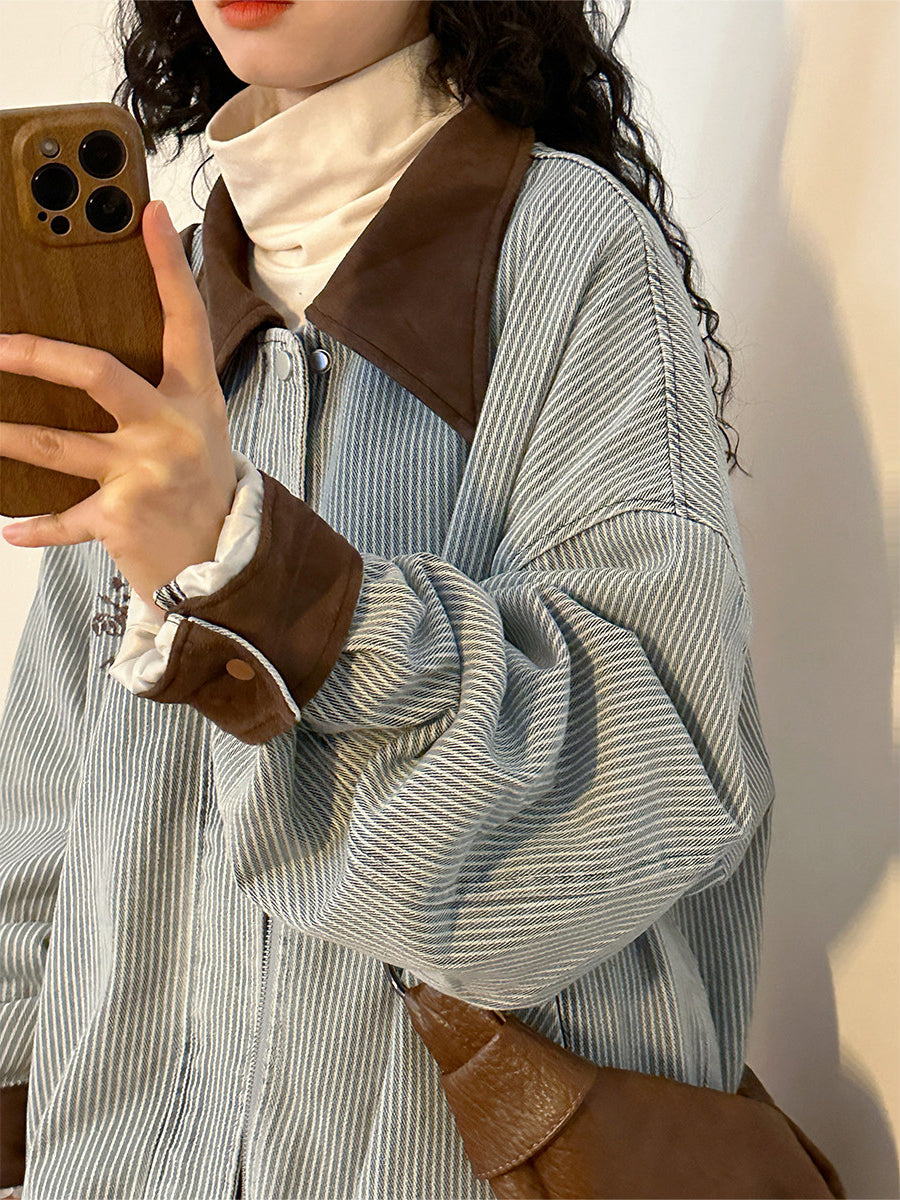 Cocoa Stripe Work Jacket-Outerwear-ntbhshop