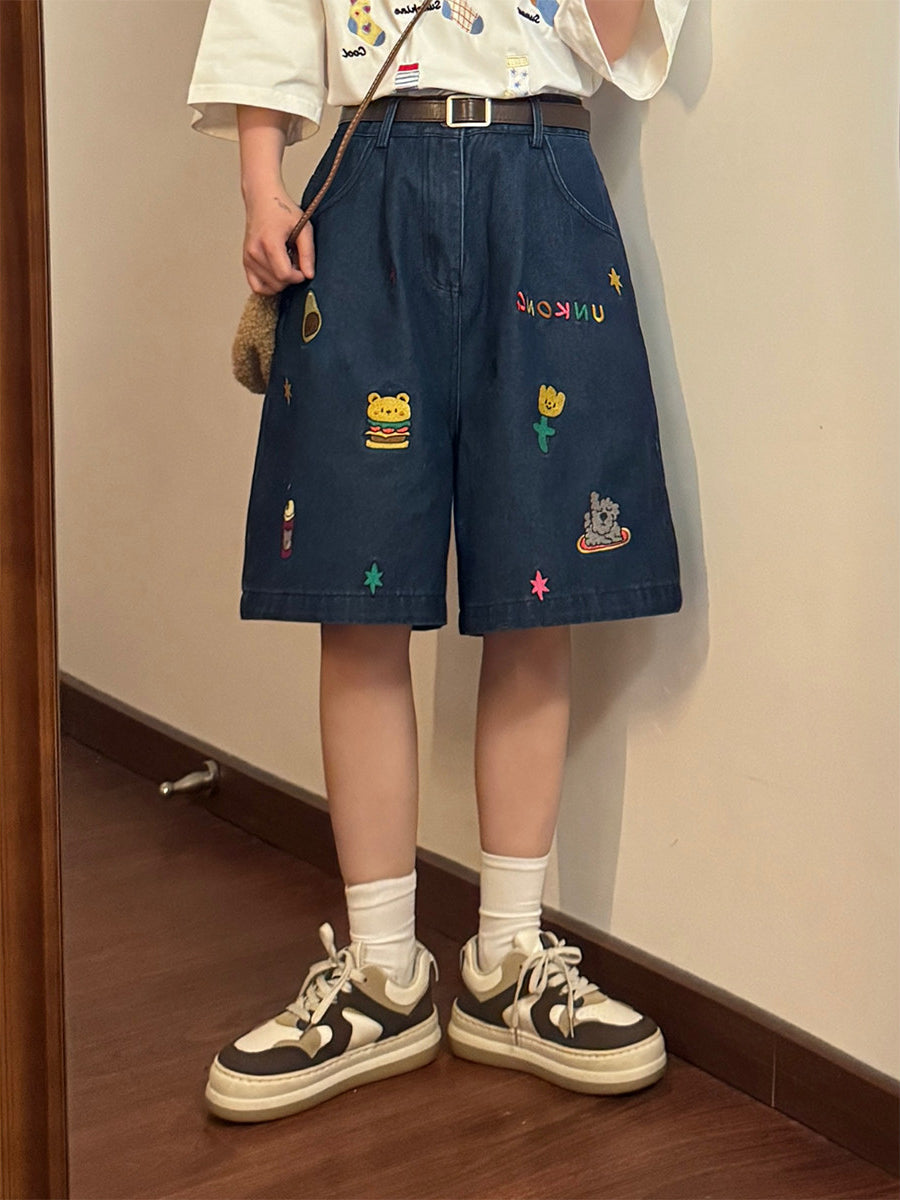Kindergarten Patch Denim Shorts-Bottoms-ntbhshop