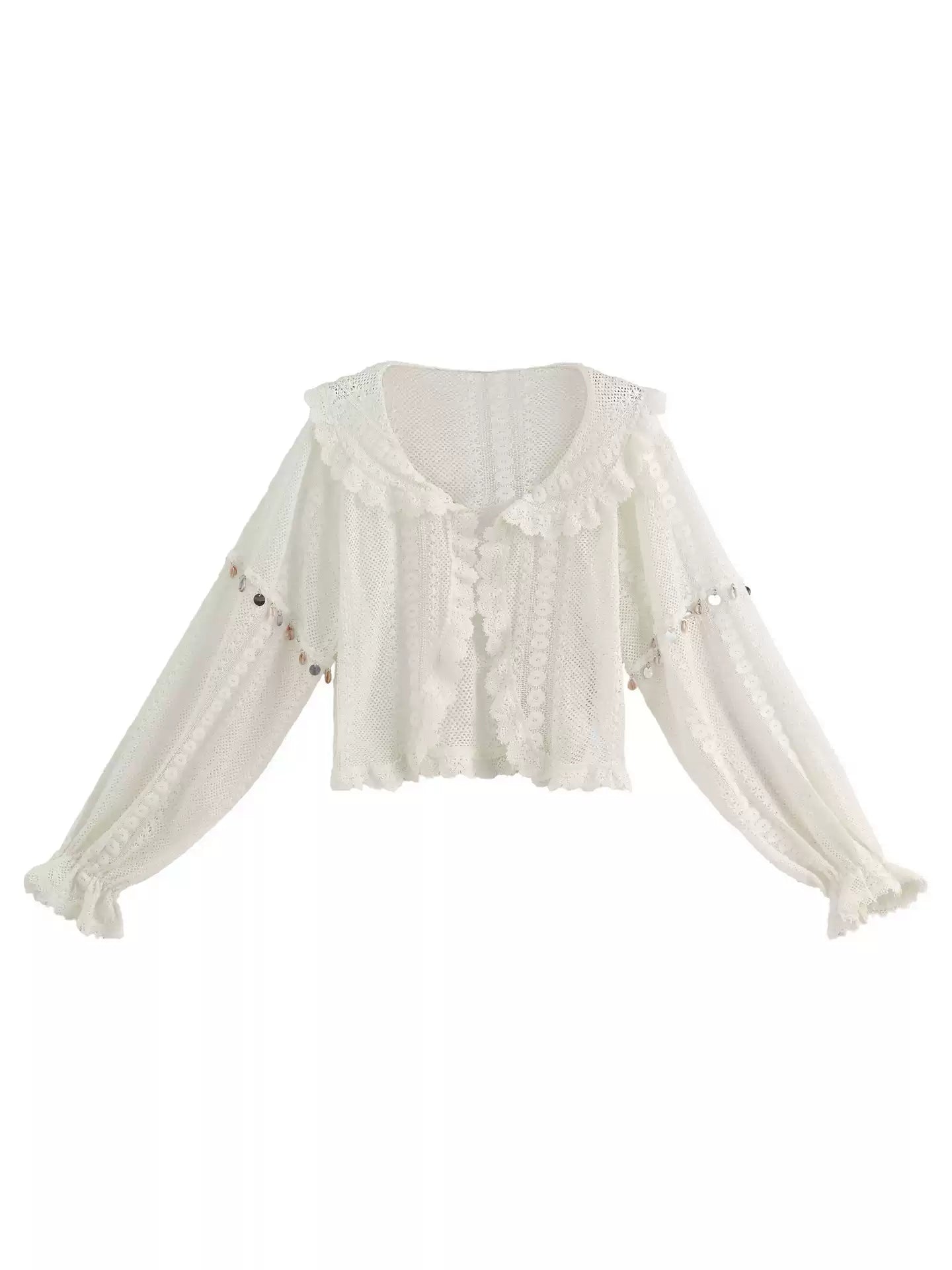 Meadow Lace Cropped Cardigan-Outerwear-ntbhshop
