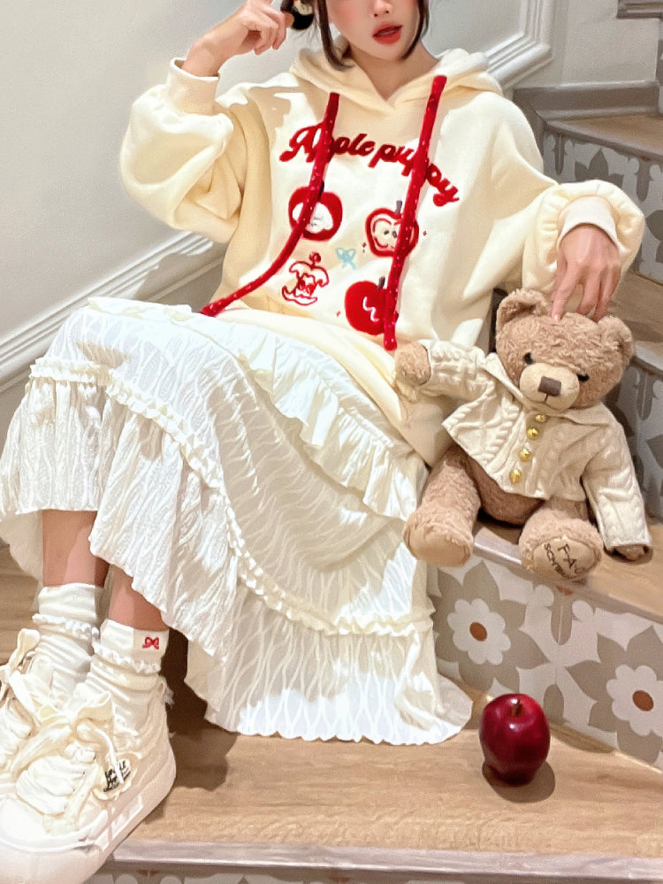 Apple Puppy Embroidery Hoodies-ntbhshop