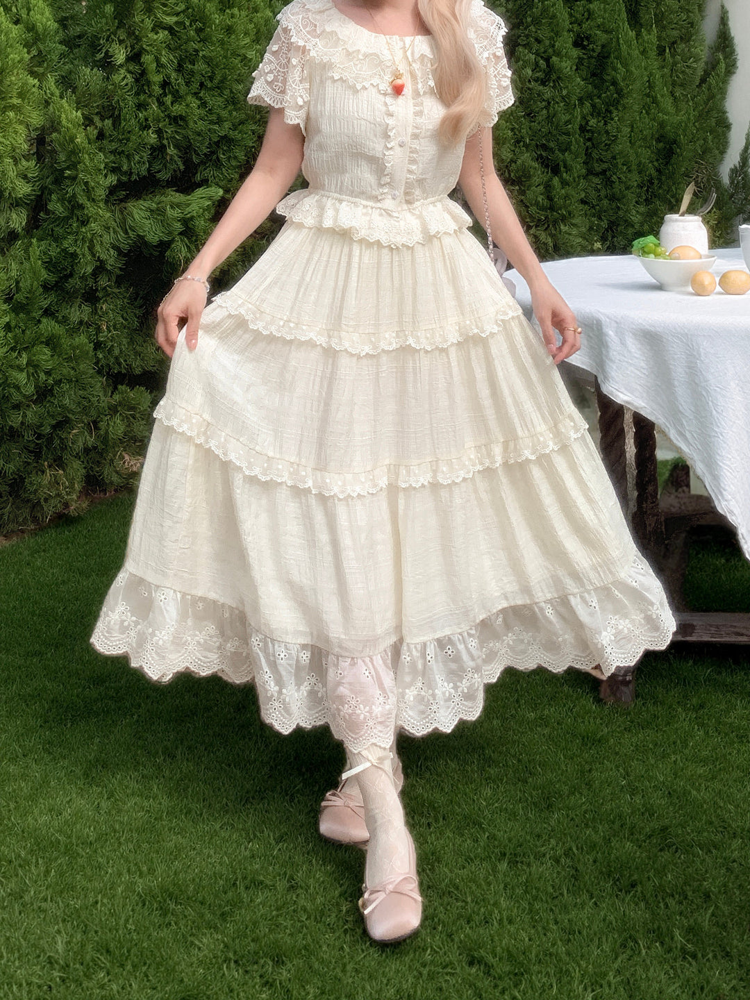 Ivory Garden Lace Skirt-Bottoms-ntbhshop