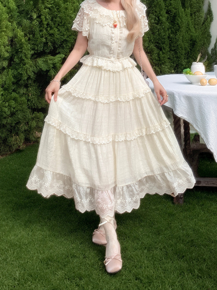 Ivory Garden Lace Skirt-Bottoms-ntbhshop