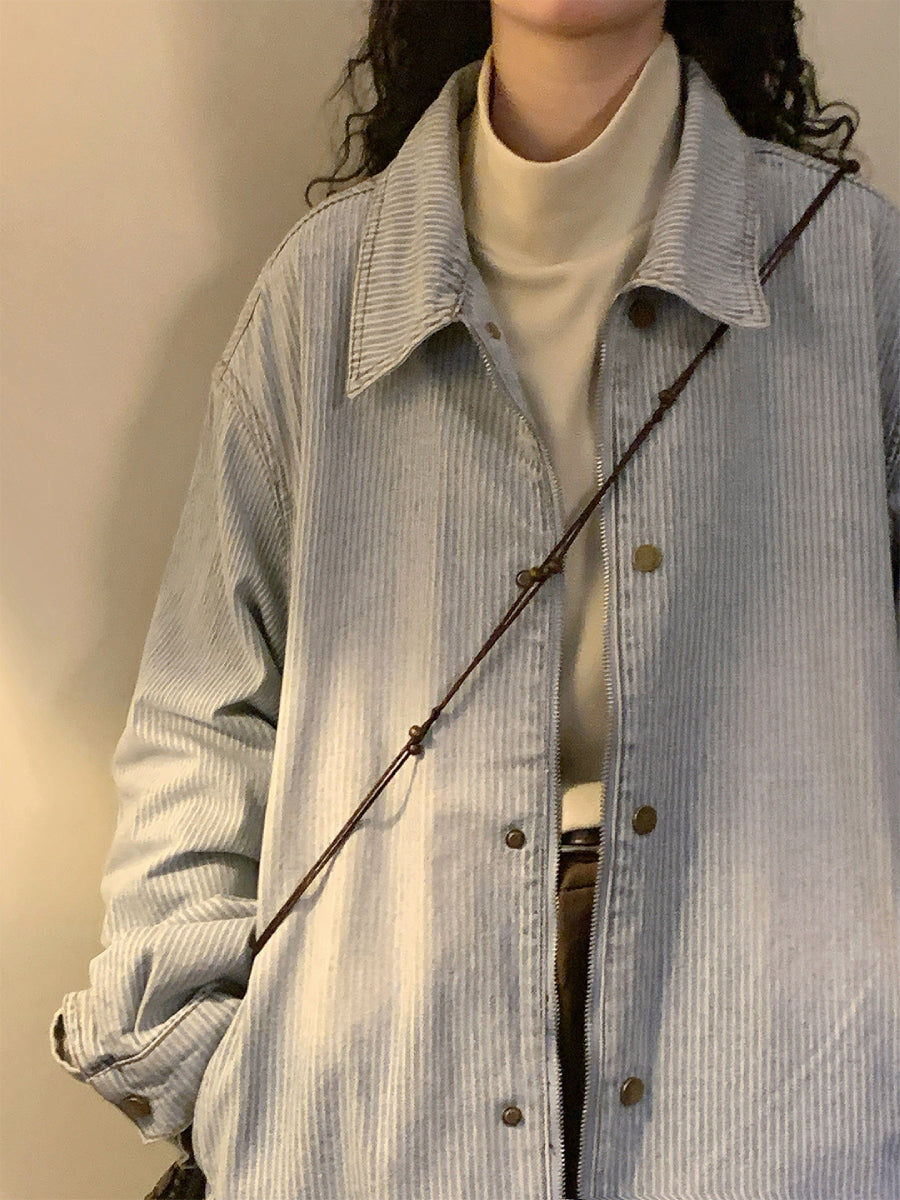 Mist Stripe Denim Jacket-Outerwear-ntbhshop