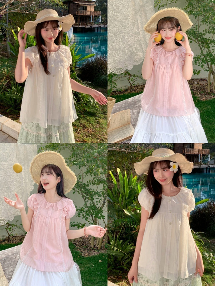 Soft Doll Collar Blouses-Tops-ntbhshop