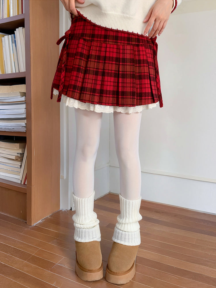 Cranberry Ribbon Christmas Short Skirt-ntbhshop