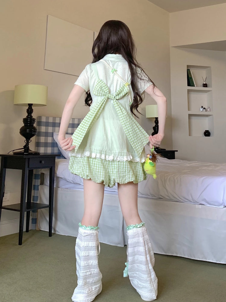 Berry Bloom Gingham Overall Shorts-Bottoms-ntbhshop