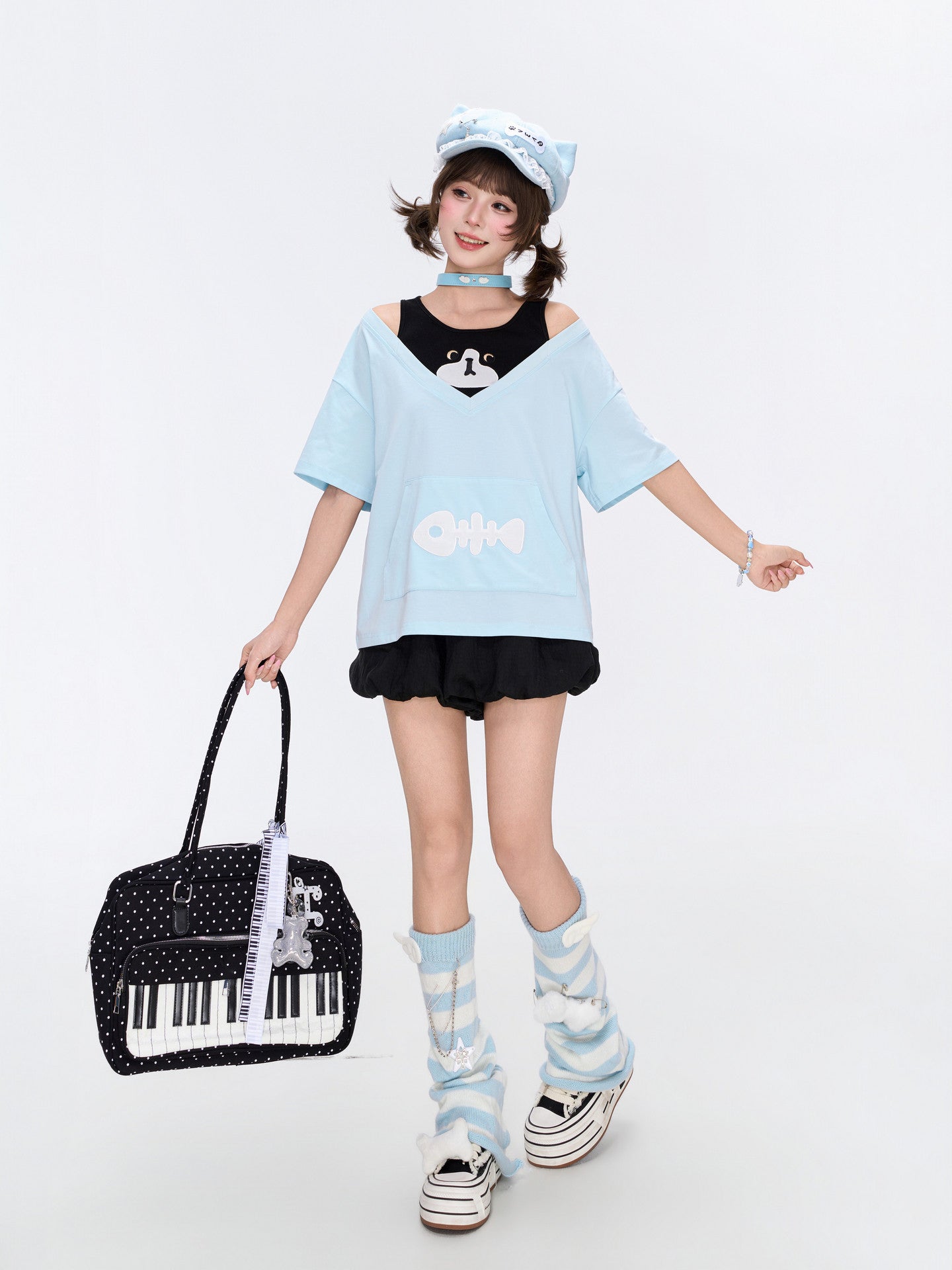 Milk Cat Layered Tee-Tops-ntbhshop