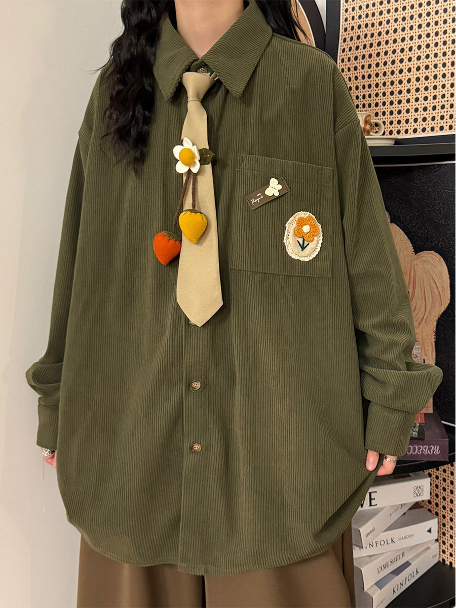 Moss Garden Corduroy Tie Shirts-Tops-ntbhshop