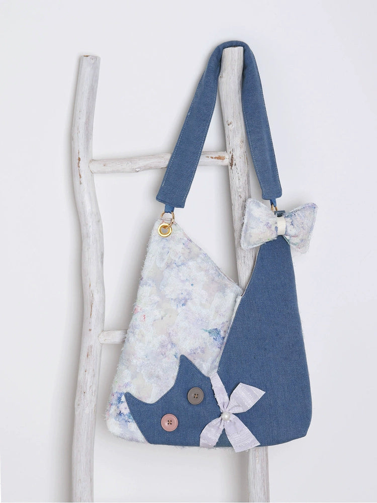 Cloudpuff Denim Kitty Hobo Bag-ntbhshop