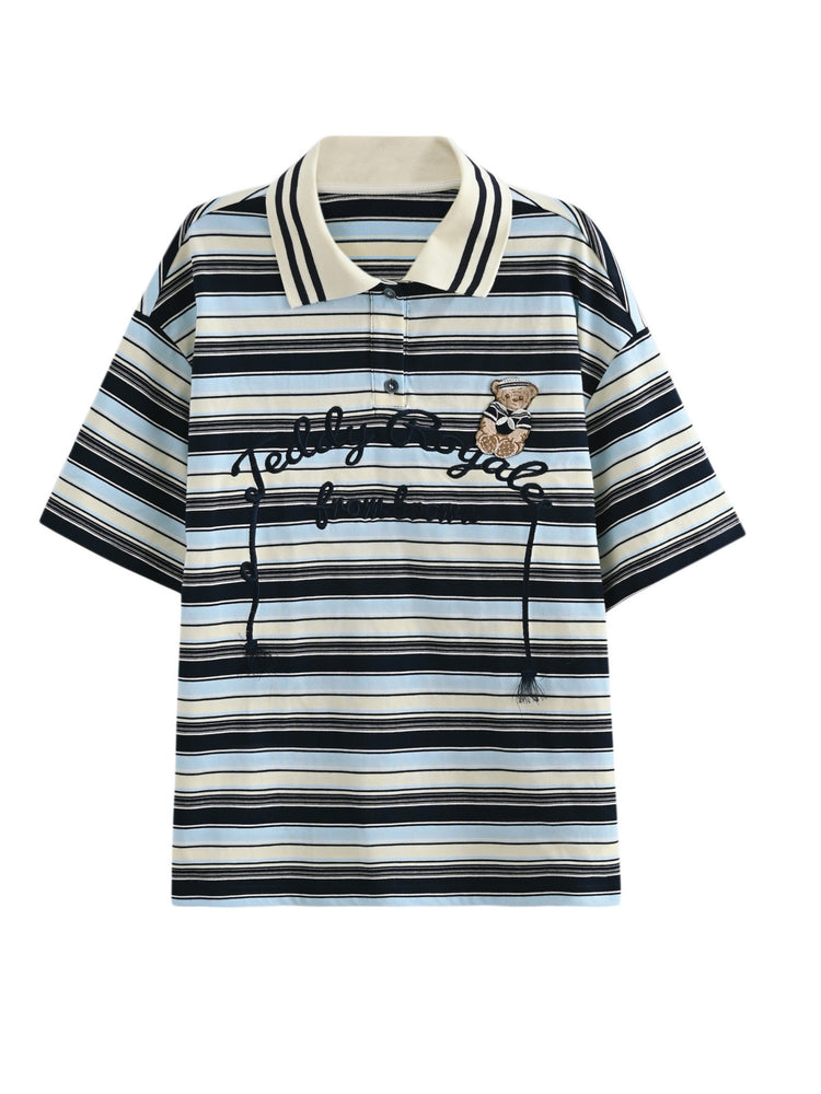 Teddy Royale Stripe Polo-Tops-ntbhshop