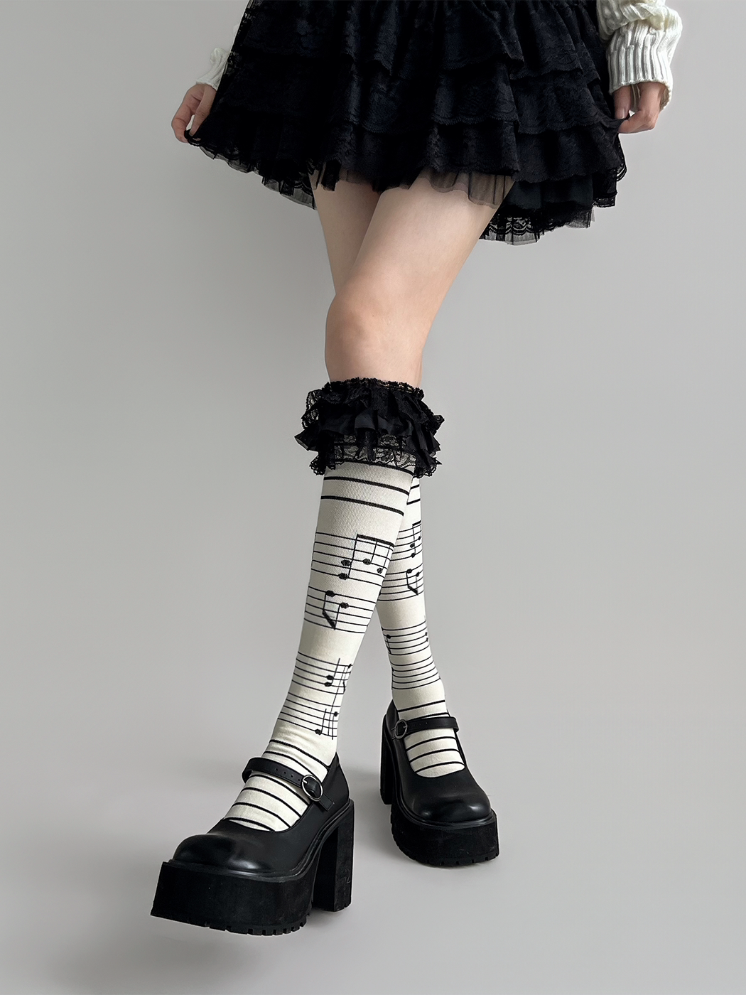 Piano Garden Lace Calf Socks-ntbhshop