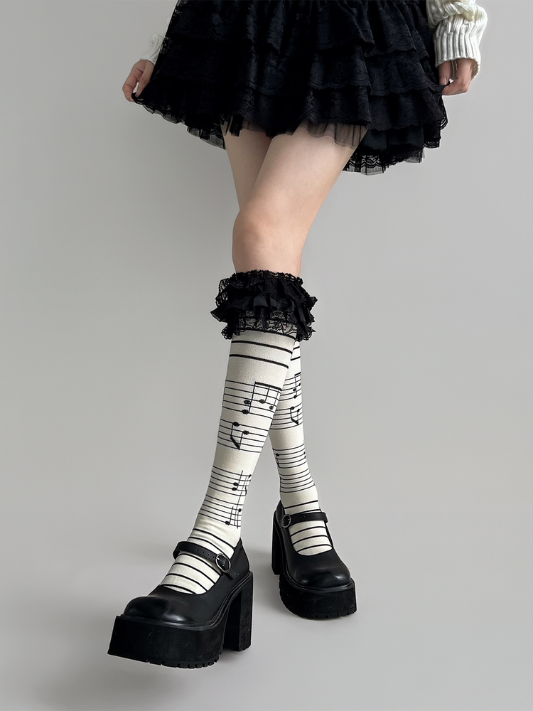 Piano Garden Lace Calf Socks-ntbhshop